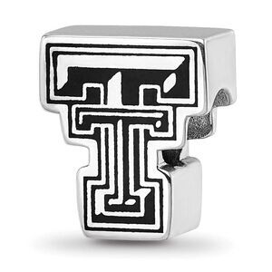 Sterling Silver Texas Tech University Block TT Enamel Bead Charm